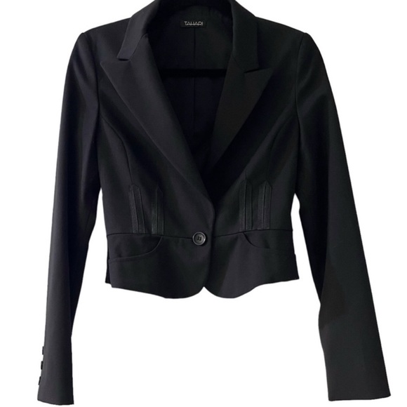 ❤️ Tahari Fitted Black Military Style Blazer - Picture 7 of 8